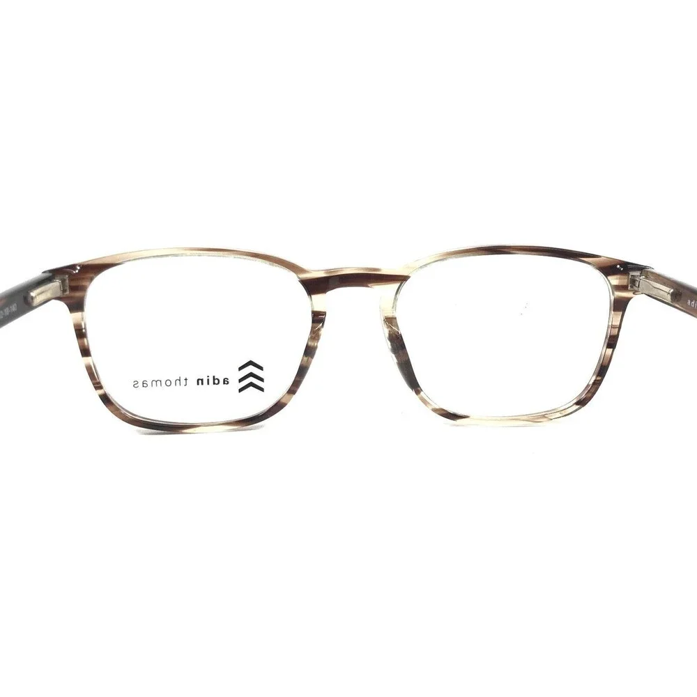 Adin Thomas Eyeglasses Frames AT-560 C2 Coffee Demi Striped Full Rim 52-18-140